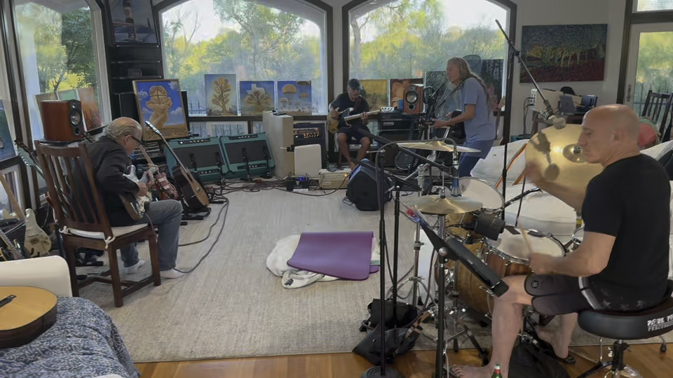 Band recording in the studio